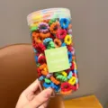 Elastici per capelli colorati per bambini in barattolo trasparente, elastici per ragazze - Secchio Stile Coreano