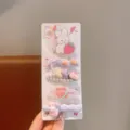 Set di graziosi fermagli per capelli per bambini, design sfumato con simpatici conigli. - Set da 5 Pezzi Fragola Coniglio Viola