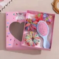 Set accessori capelli per bambini con elastici colorati, mini mollette e spazzola. - Set Pettine ed Elastici Blu