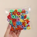 Colorful kids hair ties set, elastic mini hair rubber bands in transparent bag for girls daily styling. - Bright Color Anti-Slip OPP Bag