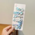 Set di fermagli per capelli blu con stella marina perle accessori dolci per ragazze - Set di 5 Pezzi Stella Marina Conchiglia / Blu