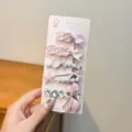 Set di mollette per capelli con perle, conchiglie e fiocchi per look eleganti e alla moda. - Set di 5 Pezzi Stella Marina Conchiglia / Rosa