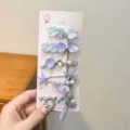 Set di fermagli per capelli viola dopamina con conchiglia stella fiocco strass perle. - Set di 5 Pezzi Stella Marina Conchiglia / Viola