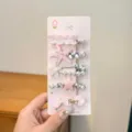 Pink starfish and shell hair clip detail, cute resin side hairpin set for girls. - Pearl Starfish 5-Piece Set / Pink