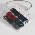 Seamless elastic hair ties in assorted colors with decorative backing cards, detailed view. - Morandi Dark Series