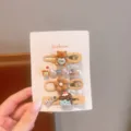 Set di graziosi fermagli per capelli in resina per ragazze con orsetto e torta decorata. - Set di 4 Pezzi Fiore di Orso Marrone