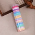 Colorful elastic hair ties set in a clear storage tube, stretchy hair bands for women and girls. - Vertical Stripe Spring Color