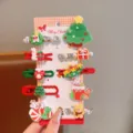 Set di mollette per capelli di Natale simpatici accessori per capelli per bambini - Modello albero di Natale / Set da 10 Pezzi