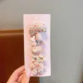 Set di fermagli per capelli da bambina con cartoni animati, mollette in tessuto per look quotidiano. - Set di 5 Pezzi Fungo Floreale / Five-Piece Set