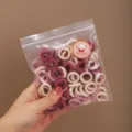 Kids hair ties candy color high elastic rubber bands for girls hair styling accessories - 100 Pieces Pack (2cm, Self-Sealing Bag) / Dark Purple