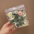 Colorful elastic hair ties for kids and women, soft rubber bands in a clear bag for daily styling. - 100 Pieces Pack (2cm, Self-Sealing Bag) / Army Green