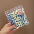 Kids high elastic candy color hair ties, colorful rubber bands for girls styling. - 100 Pieces Pack (2cm, Self-Sealing Bag) / Blue