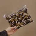 Kids colorful mini hair ties elastic rubber bands cute hair accessories for toddler girls - Bamboo Brown Series 500 Pcs