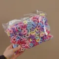 Kids colorful mini hair ties rubber bands bulk set, pastel hair accessories for girls new - Bamboo Macaron Series 500 Pcs