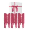 Detail view of pink satin ribbon bows with twist ties, perfect for gift box and party decoration. - Hot Pink