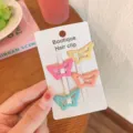 Süße Schmetterling Haarspangen Set für Kinder Mädchen bunte Haarnadeln süße Babys Kopfbedeckung - 9481L Schmetterling Glänzend Gelb Rosenrot Haarnadeln 4er Set