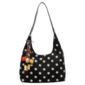 Stylish black polka dot shoulder bag for women, chic casual daily underarm handbag. - With Pendant / Black