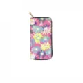 Floral print long PU leather zip-around wallet, stylish women's clutch purse accessory. - Pink Floral Print(DX2601A)