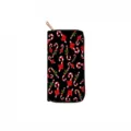 Christmas long zip wallet featuring a festive candy cane print, perfect holiday accessory. - DX421B