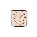 Cute cherry print PU leather zipper wallet short coin purse for women daily casual use. - Combination 002A