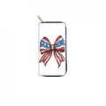 Long zip wallet clutch purse with patriotic stars and stripes bow print design for women. - Star Bowknot