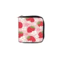 Cute pink strawberry print PU leather short zipper wallet and coin purse for daily use. - Combination 002B