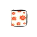 Short PU leather zipper wallet with red grapefruit print compact coin purse for women. - Combination 002C