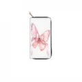 Pink butterfly long zippered wallet with cute ribbon design, stylish clutch purse. - Black Trim Bow (DX406A)