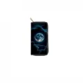 Detailed view of the printed moon and cloud pattern zipper wallet showing fine texture. - Moon Night Sky