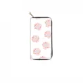 Long zipper wallet with pink seashell print, stylish PU leather clutch purse for women. - White Shell Print (DX406B)