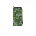 Green fern pattern long PU leather zipper wallet and stylish clutch bag for daily women use. - Fern Style (DX2603B)