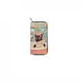 Long zip wallet with cute black cat bath illustration, stylish clutch purse for daily use. - DX417E Style E