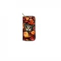 Autumn cat print long zipper wallet for women, stylish PU leather clutch purse bag. - DX413D