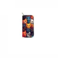 Cartoon cat PU leather long zipper wallet with cute colorful animal print for daily use. - DX2685B