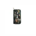 Long zippered wallet with cute cat print design, stylish clutch purse for women. - DX415A