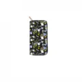 Detailed view of the floral print long zipper wallet featuring a sleek black finish and gold pull. - Style B (DX433B)