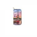 Long PU leather zipper wallet with Paris Eiffel Tower scenic print for women fashion daily use - Paris Scenery (DX3033A)