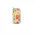 Watercolor fruit print detail on long wallet surface, vibrant citrus fruit pattern. - Citrus Print (DX434B)