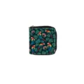 Tropical parrot print short zipper wallet detail view, compact card holder purse for women. - DX3034A