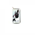 Long zipper wallet with cute dog print, stylish PU leather clutch purse for women daily use. - QBDX023B