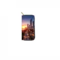 Long PU zipper wallet featuring a stunning European city sunset and highway landscape print. - Sunset Scenery (DX3033D)