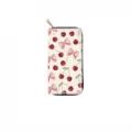 Sweet cherry and pink bow print long zipper wallet, cute PU leather casual clutch purse. - Cherry Bow Print (DX445C)
