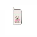 Cute cartoon dog print long zipper wallet clutch purse with mint green stripes for women. - QBDX024B-Puppy Print