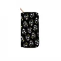 Black PU long zipper wallet with cute cat and star print, card holder and purse detail. - Cute Cat Print Style E (DX2048E)