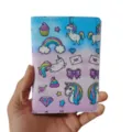 Cute unicorn pattern PU leather passport cover holder for travel and students daily use. - DX711B (Gradient Blue Pink)