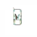 Long zip wallet detail featuring a charming butterfly and floral print with inspirational text. - QBDX06B