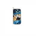 Long zippered wallet featuring cute cats and starry night art print design for daily use and style. - QBDX03E
