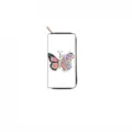 Long zipper wallet with beautiful butterfly and flower print, stylish clutch purse for women. - QBDX07D