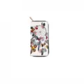 Close-up detail of a long zippered wallet featuring a colorful dreamcatcher and feather print. - QBDX07F