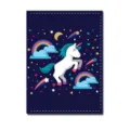 Cute unicorn passport holder PU leather card wallet travel document organizer for women and men. - Dark Blue